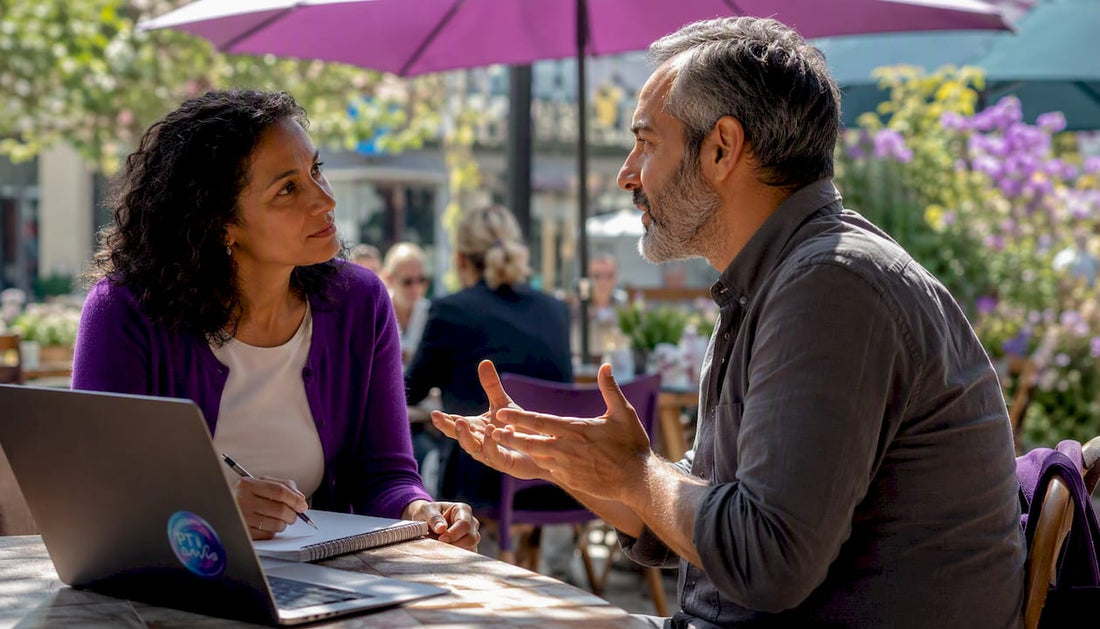 Two people having assertive communication conversation