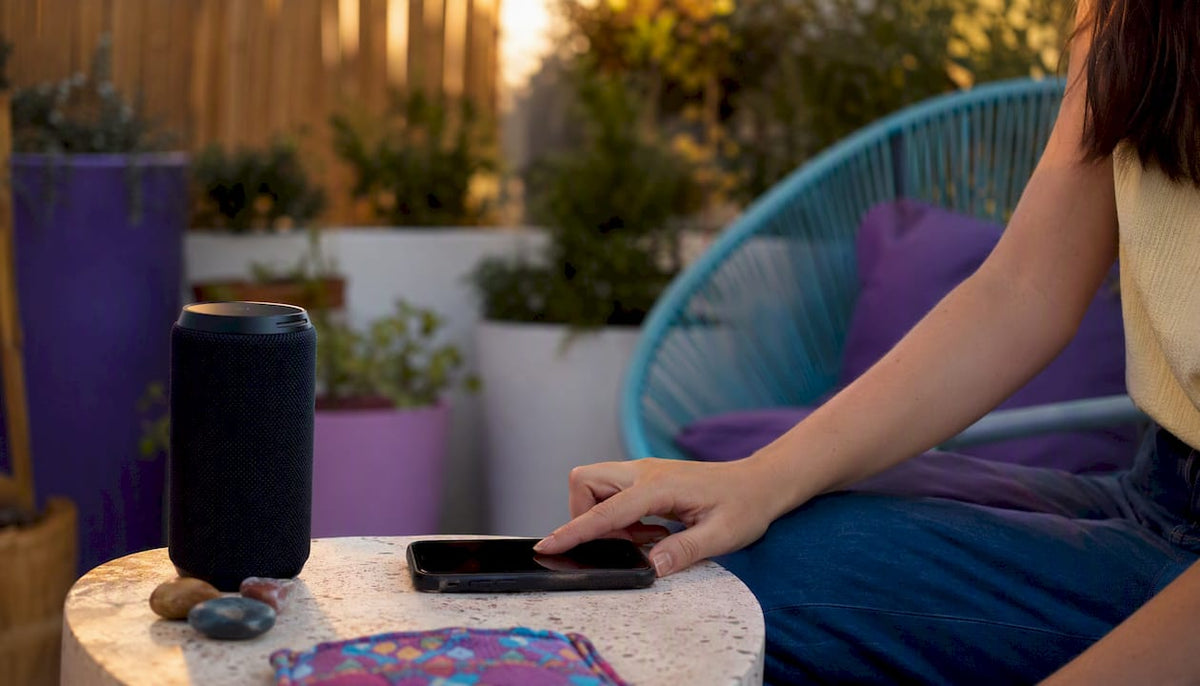 Hand controlling music speaker for friendship playlist