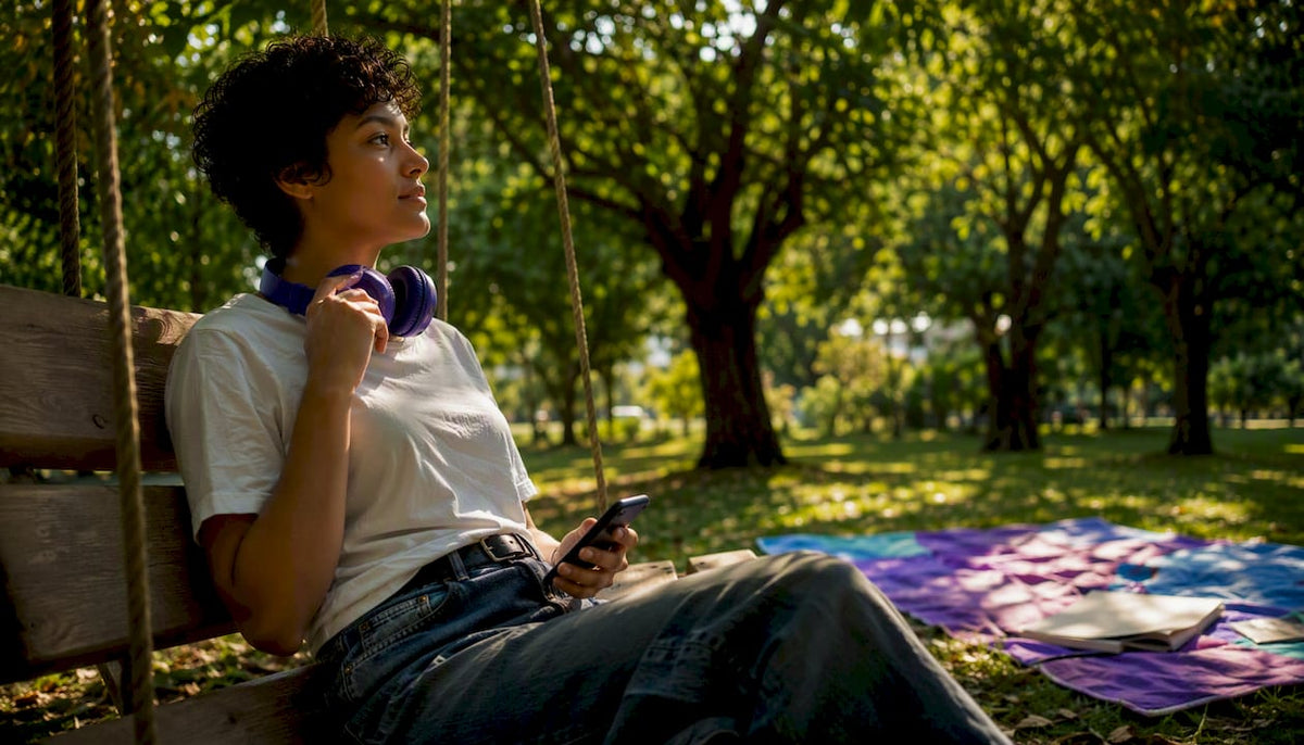 Person about to play an uplifting music playlist