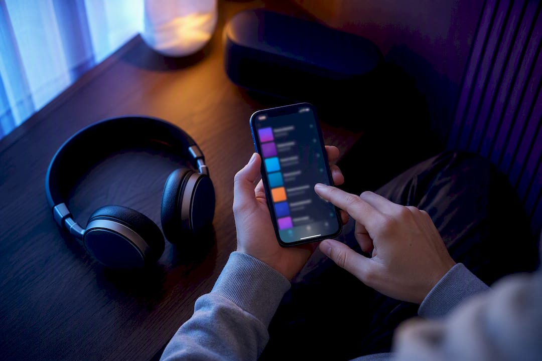 Listener curating a healing music playlist