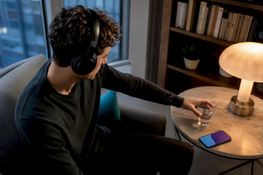 Person beginning routine with music