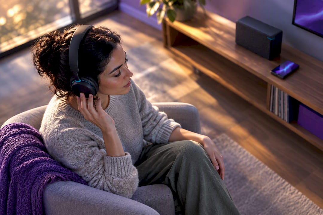 Listener concentrating on subtle musical changes