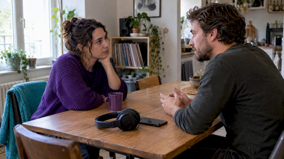 Couple having a careful trust rebuilding conversation