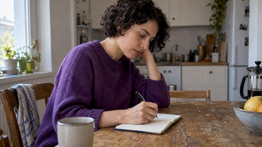 Woman writing a manageable next step