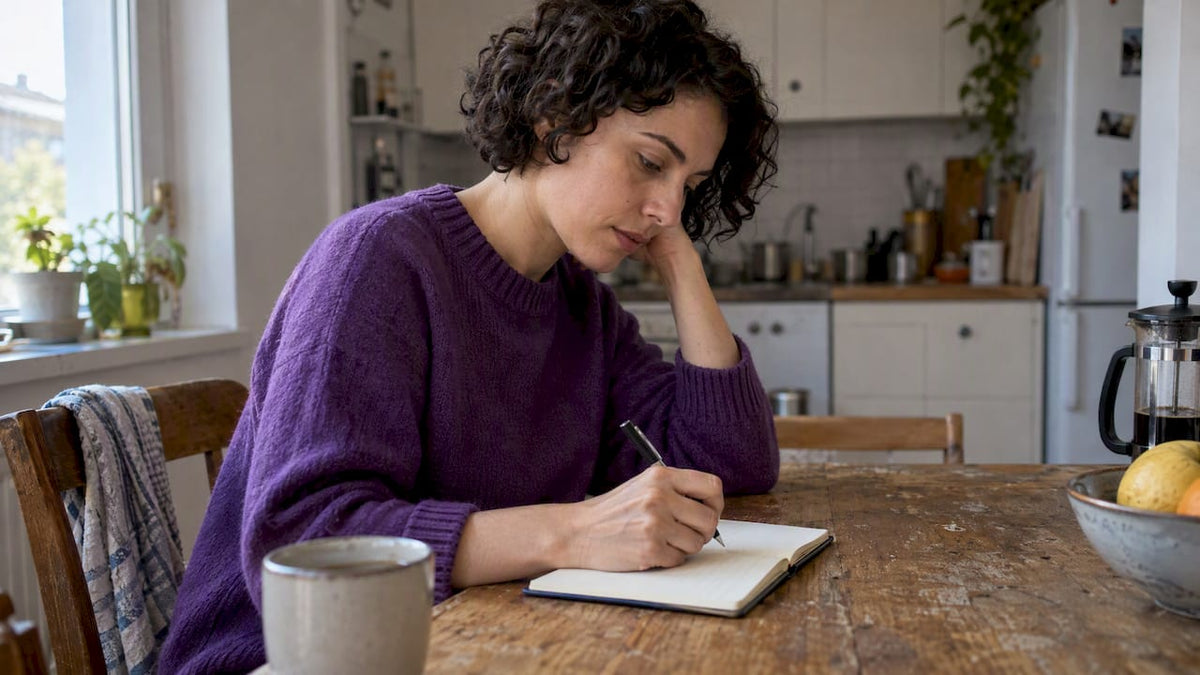 Woman writing a manageable next step